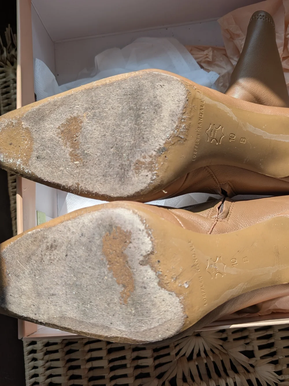 Loeffler Randall Tan Lambskin Kitten heel Boots